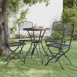 Сгъваеми градински столове, 4 бр, просечена мрежа, антрацит