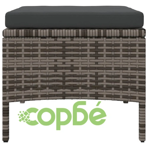 2-местен градински диван с маса и табуретки сив полиратан ➤ топ цена ➤ sorbe.bg