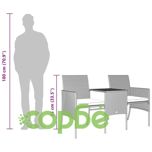 2-местен градински диван с маса и табуретки сив полиратан ➤ топ цена ➤ sorbe.bg