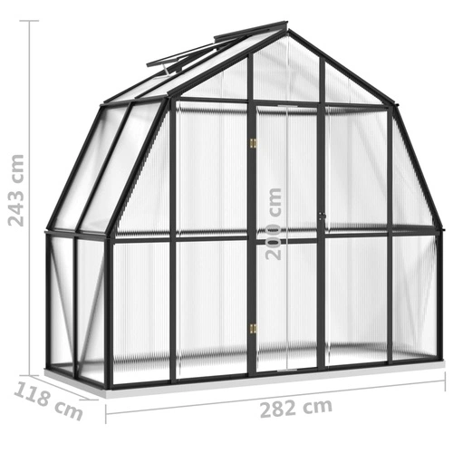 Оранжерия с опорна рамка, антрацит, 3,3 м², алуминий ➤ топ цена ➤ sorbe.bg