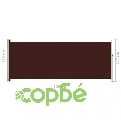 Прибираща се дворна странична тента, 117x300 см, кафява ➤ топ цена ➤ sorbe.bg