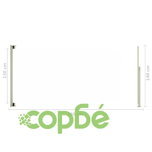 Прибираща се дворна странична тента, 140x300 см, кремава ➤ топ цена ➤ sorbe.bg