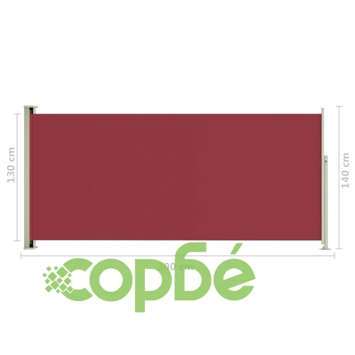 Прибираща се дворна странична тента, 140x300 см, червена ➤ топ цена ➤ sorbe.bg