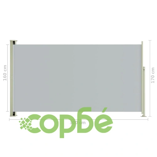 Прибираща се дворна странична тента, 170x300 см, сива ➤ топ цена ➤ sorbe.bg
