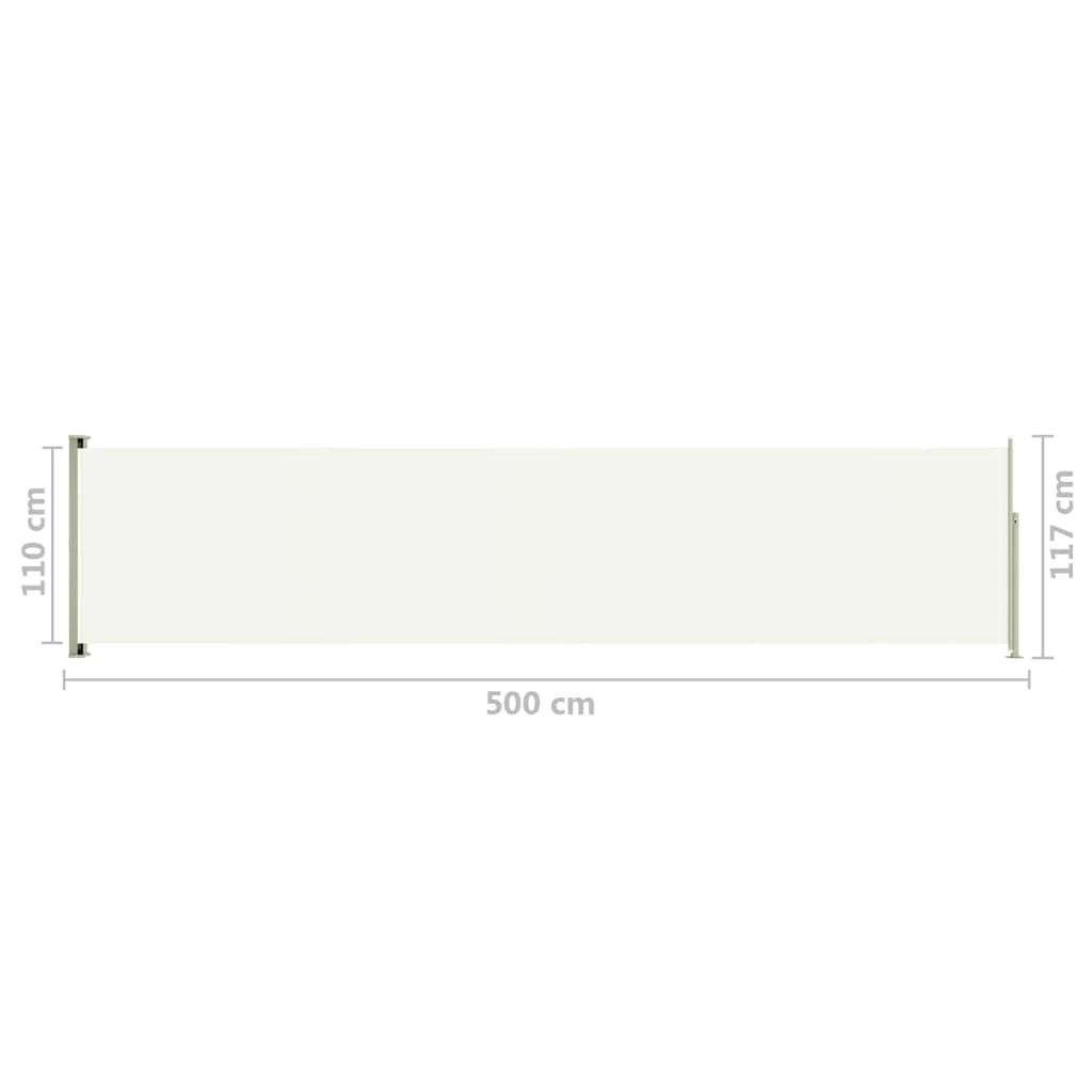 Прибираща се дворна странична тента, 117x500 см, кремава ➤ топ цена ➤ sorbe.bg
