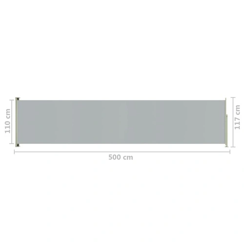 Прибираща се дворна странична тента, 117x500 см, сива ➤ топ цена ➤ sorbe.bg