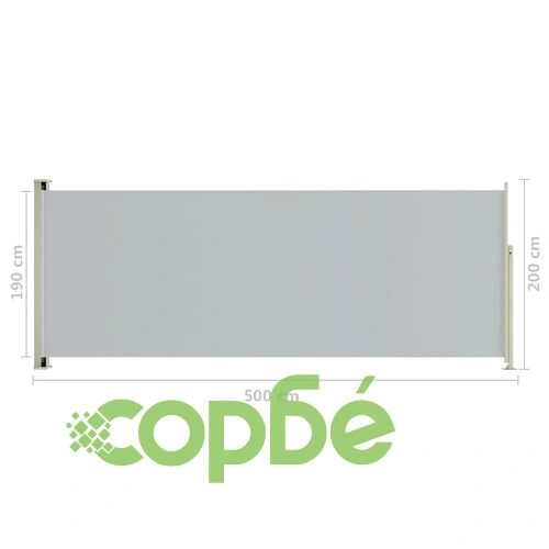 Прибираща се дворна странична тента, 200x500 см, сива ➤ топ цена ➤ sorbe.bg