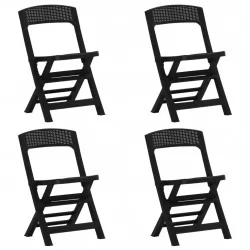 Сгъваеми градински столове, 4 бр, PP, антрацит