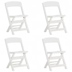 Сгъваеми градински столове, 4 бр, PP, бели