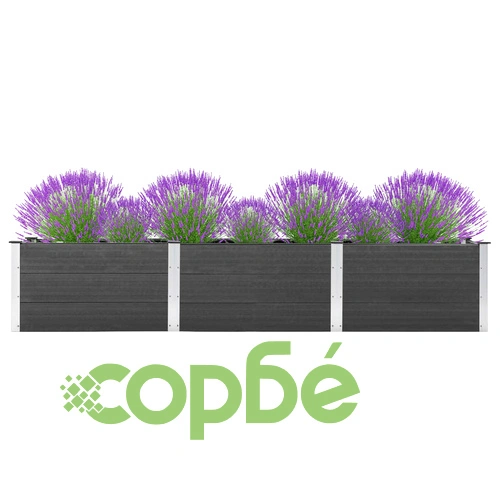 Градинска повдигната леха, 300x50x54 см, WPC, сива ➤ топ цена ➤ sorbe.bg