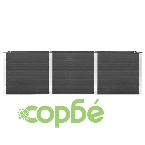 Градинска повдигната леха, 300x100x91 см, WPC, сива ➤ топ цена ➤ sorbe.bg