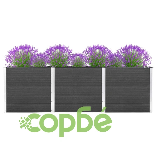 Градинска повдигната леха, 300x100x91 см, WPC, сива ➤ топ цена ➤ sorbe.bg