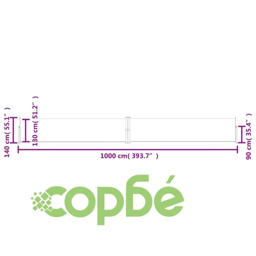 Прибираща се странична тента, синя, 140x1000 см ➤ топ цена ➤ sorbe.bg
