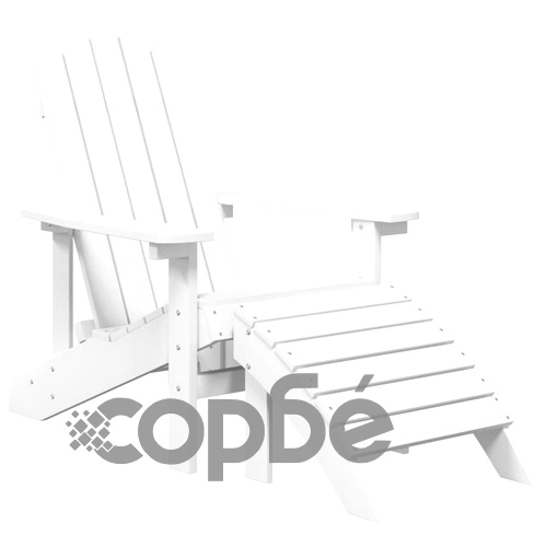Градински стол Adirondack с табуретка, HDPE, бял ➤ топ цена ➤ sorbe.bg