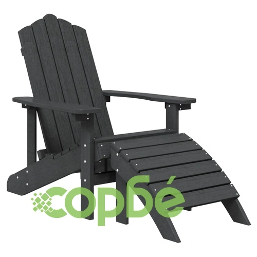 Градински стол Adirondack с табуретка, HDPE, антрацит ➤ топ цена ➤ sorbe.bg