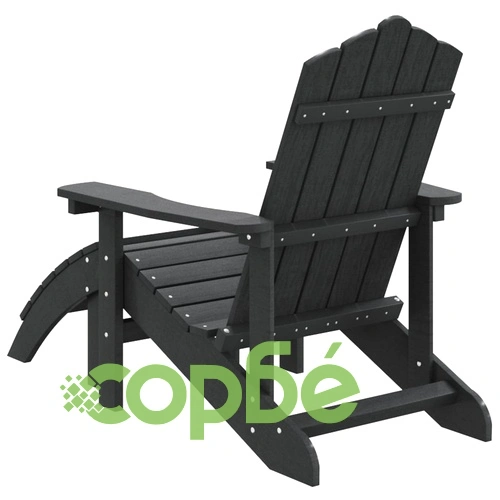 Градински стол Adirondack с табуретка, HDPE, антрацит ➤ топ цена ➤ sorbe.bg