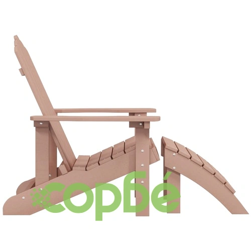 Градински стол Adirondack с табуретка, HDPE, кафяв ➤ топ цена ➤ sorbe.bg
