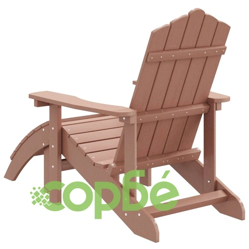 Градински стол Adirondack с табуретка, HDPE, кафяв ➤ топ цена ➤ sorbe.bg
