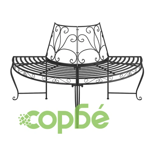 Пейка за около дърво полукръг, Ø160 см, черна, стомана ➤ топ цена ➤ sorbe.bg