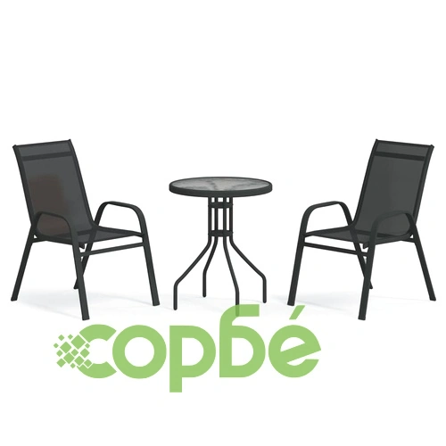 Градински бистро комплект от 3 части, черен ➤ топ цена ➤ sorbe.bg