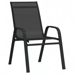 Стифиращи градински столове, 2 бр, черни, тъкан textilene