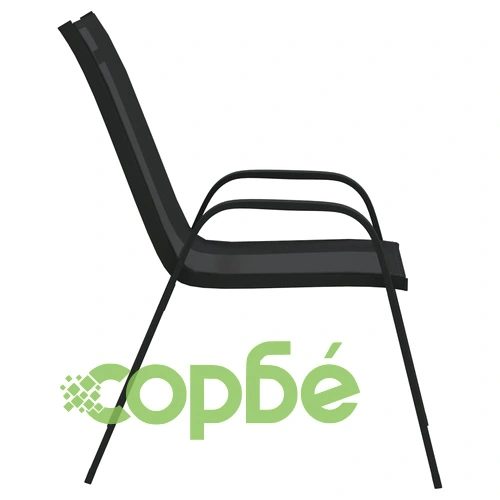 Стифиращи градински столове, 2 бр, черни, тъкан textilene ➤ топ цена ➤ sorbe.bg