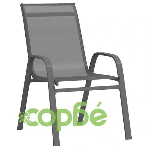 Стифиращи градински столове, 4 бр, сиви, тъкан textilene ➤ топ цена ➤ sorbe.bg
