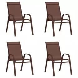 Стифиращи градински столове, 4 бр, кафяви, тъкан textilene
