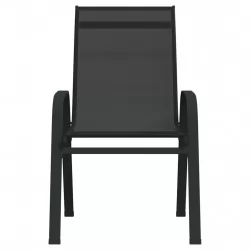 Стифиращи градински столове, 6 бр, черни, тъкан textilene