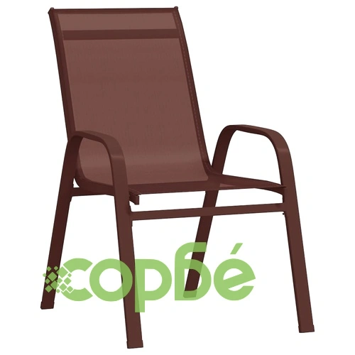 Стифиращи градински столове, 6 бр, кафяви, тъкан textilene ➤ топ цена ➤ sorbe.bg
