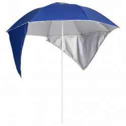 Плажен чадър със странични стени, син, 215 см