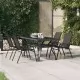 Градинска маса, сиво-черна, 140x70x70 см, стомана и стъкло