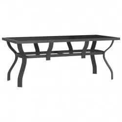 Градинска маса, сиво-черна, 180x80x70 см, стомана и стъкло