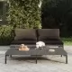 Градински диван с възглавници, 2 бр, полукръгъл полиратан