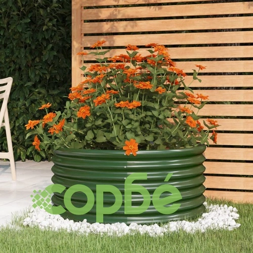 Градински плантер поцинкована стомана 80x80x36 см зелен ➤ топ цена ➤ sorbe.bg