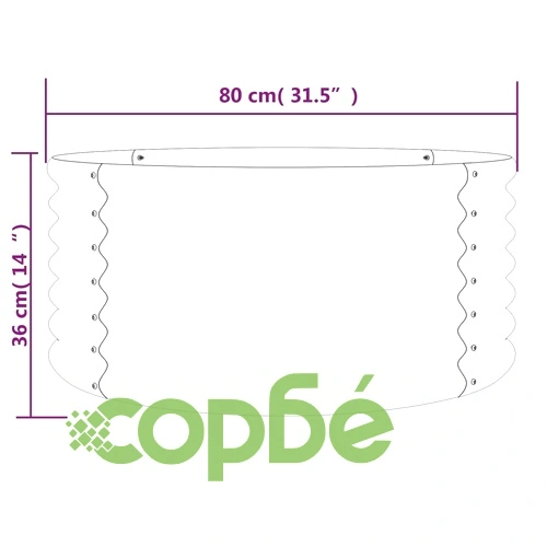 Градински плантер поцинкована стомана 80x80x36 см кафяв ➤ топ цена ➤ sorbe.bg