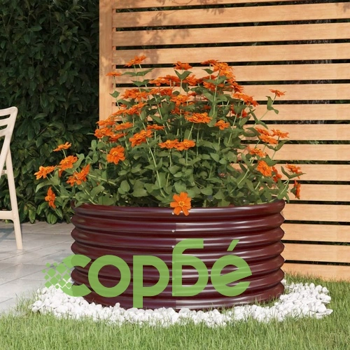 Градински плантер поцинкована стомана 80x80x36 см кафяв ➤ топ цена ➤ sorbe.bg