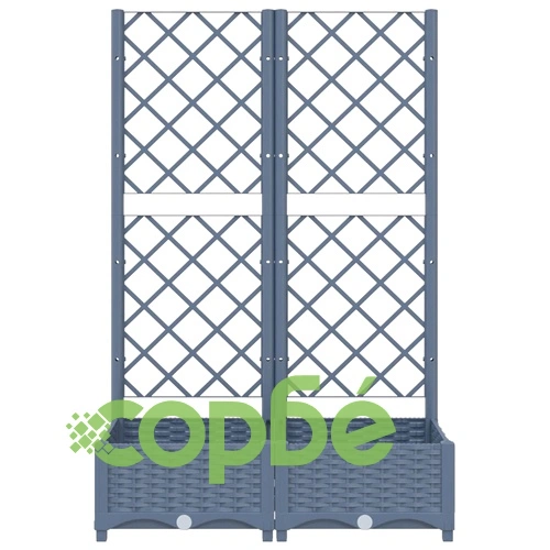 Градински сандък с пергола, синьо сив, 80x40x121,5 см, PP ➤ топ цена ➤ sorbe.bg