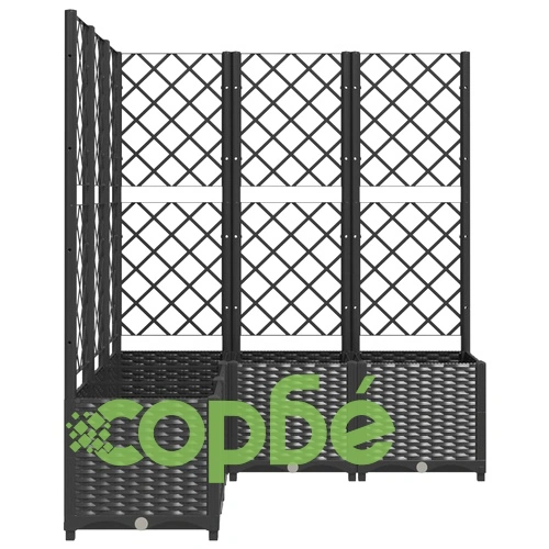 Градински сандък с пергола, черен, 120x120x136 см, PP ➤ топ цена ➤ sorbe.bg