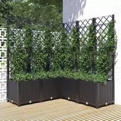 Градински сандък с пергола, черен, 120x120x136 см, PP