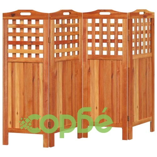 Параван за стая, 4 панела, 162x2x115 cм, акациево дърво масив ➤ топ цена ➤ sorbe.bg