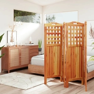Параван за стая, 4 панела, 162x2x115 cм, акациево дърво масив