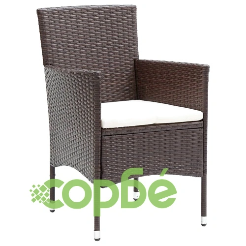 Градински трапезни столове, 4 бр, полиратан, кафяви ➤ топ цена ➤ sorbe.bg