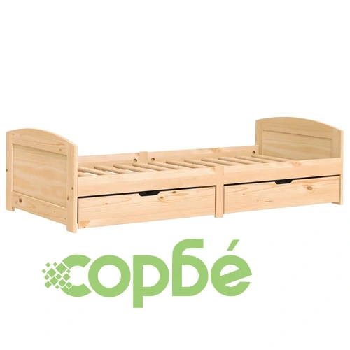 Дневно легло с 2 чекмеджета IRUN 90x200 см бор масив ➤ топ цена ➤ sorbe.bg
