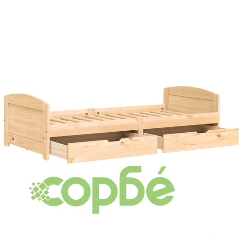 Дневно легло с 2 чекмеджета IRUN 90x200 см бор масив ➤ топ цена ➤ sorbe.bg