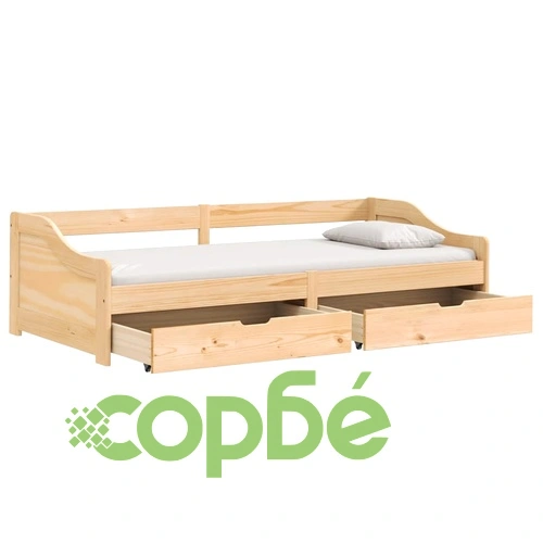 Дневно легло с 2 чекмеджета IRUN 90x200 см бор масив ➤ топ цена ➤ sorbe.bg