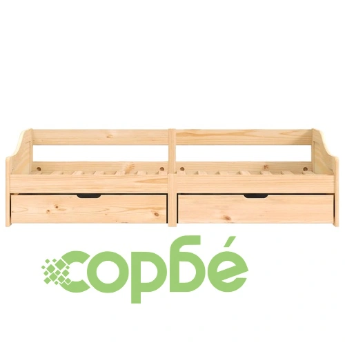 Дневно легло с 2 чекмеджета IRUN 90x200 см бор масив ➤ топ цена ➤ sorbe.bg
