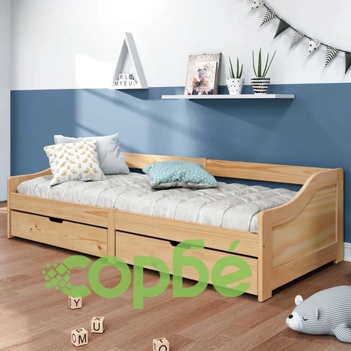 Дневно легло с 2 чекмеджета IRUN 90x200 см бор масив ➤ топ цена ➤ sorbe.bg
