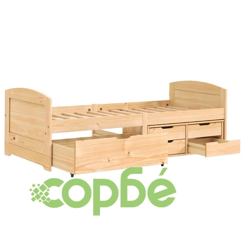 Дневно легло с 5 чекмеджета IRUN 90x200 см бор масив ➤ топ цена ➤ sorbe.bg