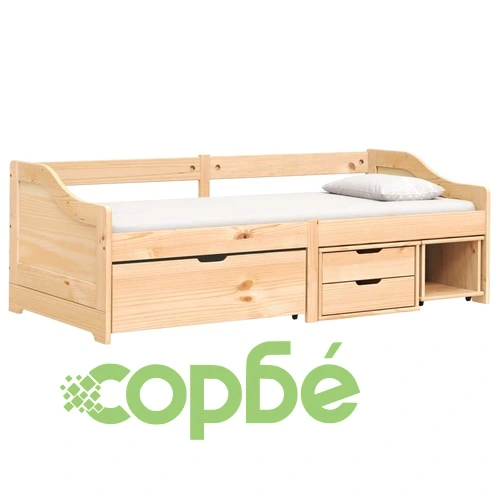 Дневно легло с 3 чекмеджета IRUN 90x200 см бор масив ➤ топ цена ➤ sorbe.bg